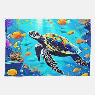 Sea Turtle Coref Reef Art Geschirrtuch