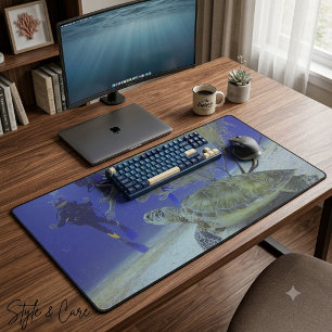Sea Turtle Dive Desk Mat - Unterwasserabenteuer Schreibtischunterlage