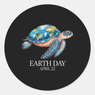 Sea Turtle Earth Day 2025 Rette die Erde Runder Aufkleber