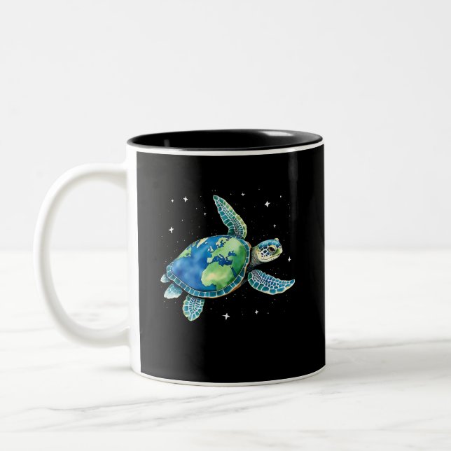 Sea Turtle Earth Day 2025 Sea Animals Zweifarbige Tasse (Links)