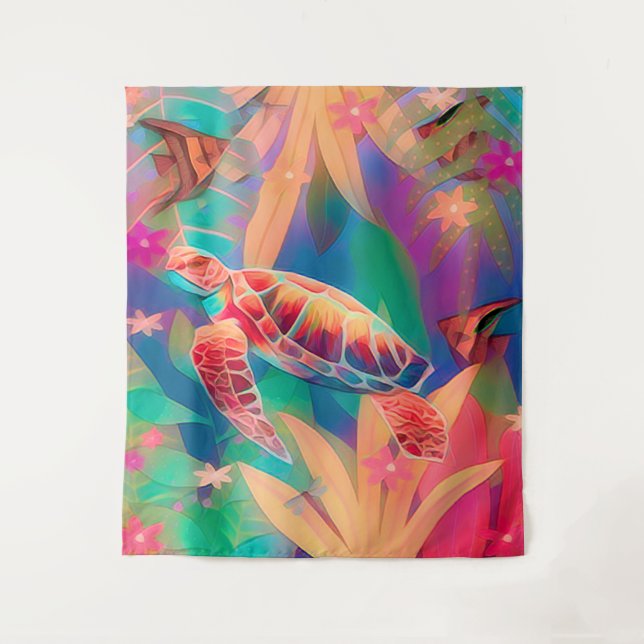 Sea Turtle Fantasy Scene Groß Wandteppich (Vorderseite)