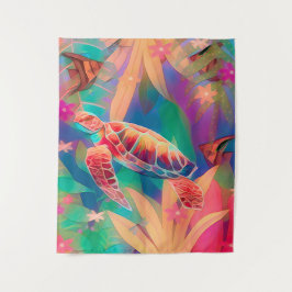 Sea Turtle Fantasy Scene Medium Wandteppich