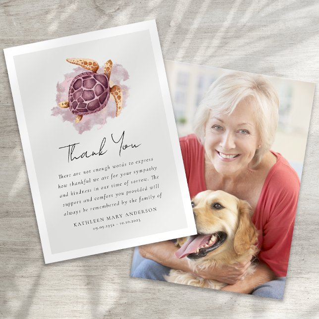 Sea Turtle Foto Beileid Beerdigung Dankeskarte (Von Creator hochgeladen)