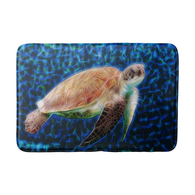 Sea Turtle Fraktal Art Badematte (Vorderseite)
