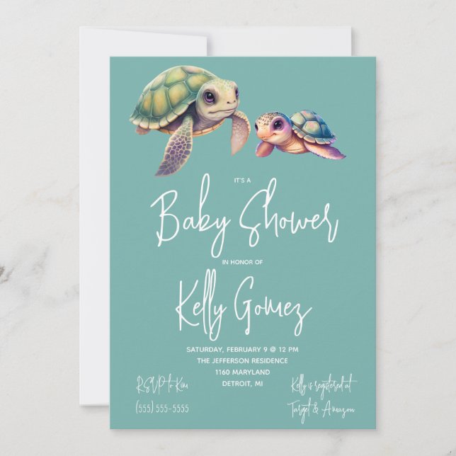 Sea Turtle Gender Neutral Boho Toys Baby Dusche Einladung (Vorderseite)