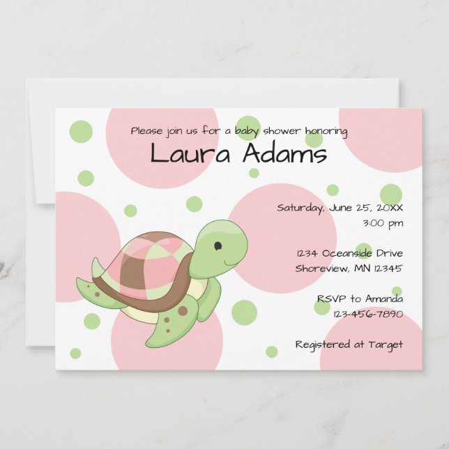 Sea Turtle Girl Baby Shower Einladungen (Vorderseite)
