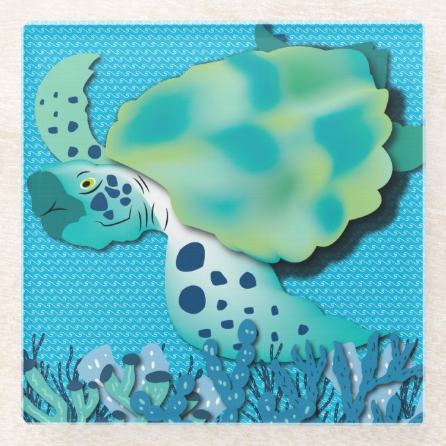 Sea Turtle Glass Untersetzer (Vorderseite)