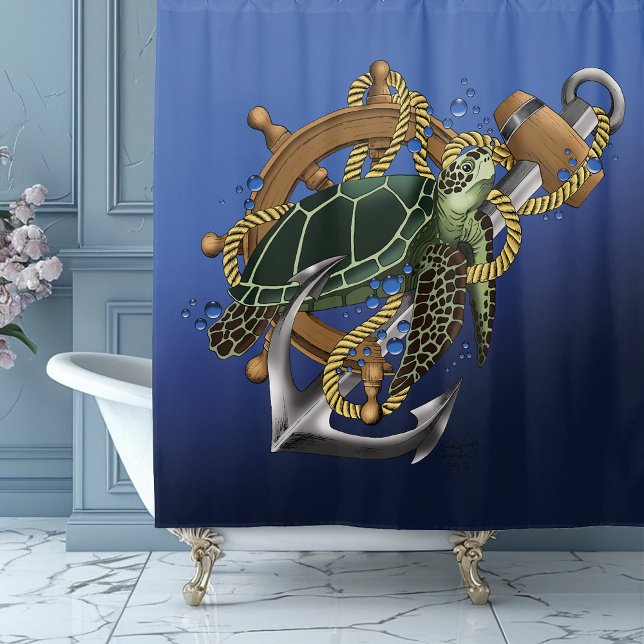 Sea Turtle Green Blue Duschvorhang (Von Creator hochgeladen)