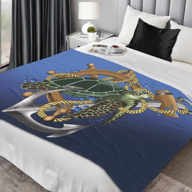 Sea Turtle Green Blue Fleecedecke (Von Creator hochgeladen)