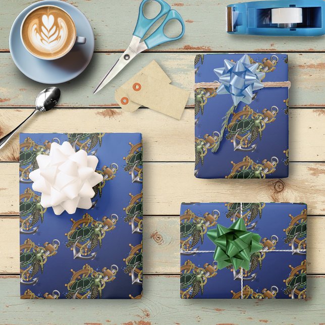 Sea Turtle Green Blue Geschenkpapier Set (Von Creator hochgeladen)