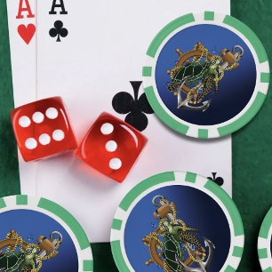 Sea Turtle Green Blue Pokerchips