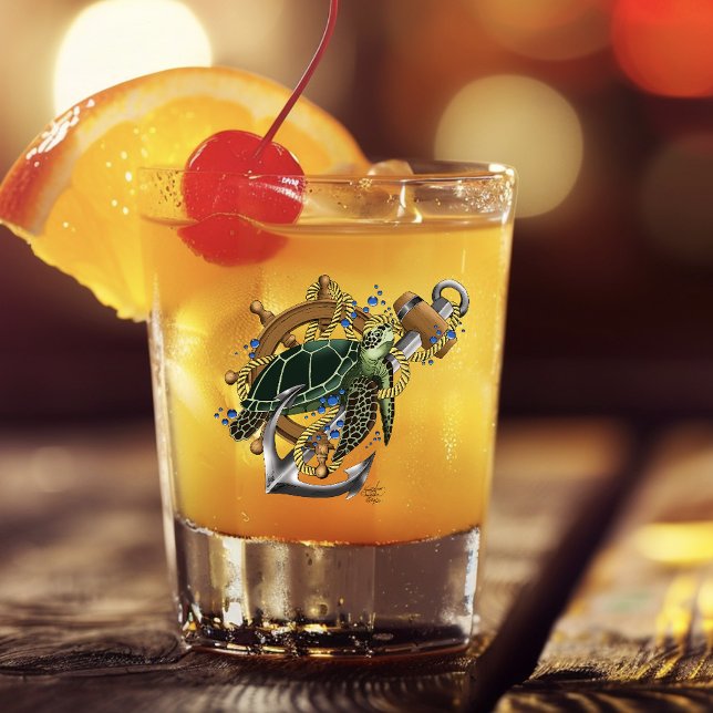 Sea Turtle Green Blue Schnapsglas (Von Creator hochgeladen)