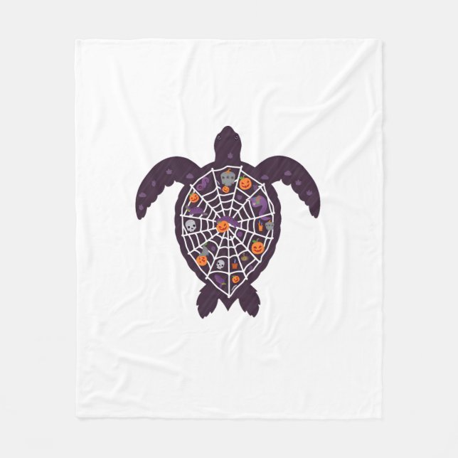 Sea Turtle Halloween Spider-web Pumpkin Ghost Hall Fleecedecke (Vorderseite)
