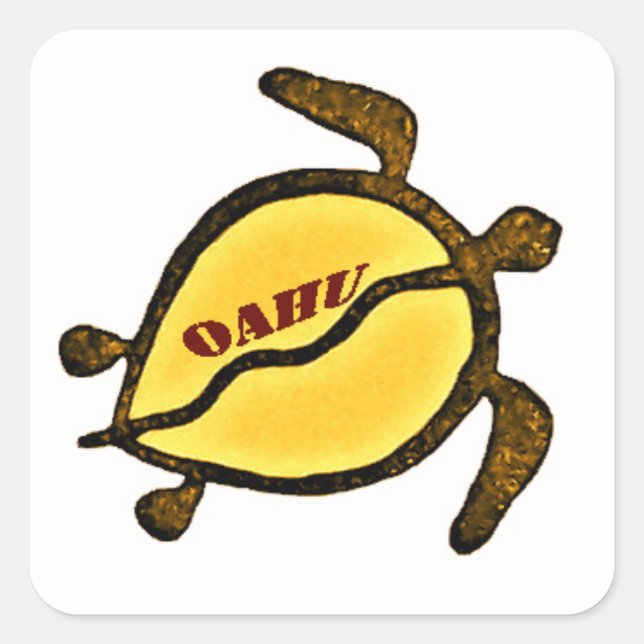 Sea Turtle Island Oahu Quadratischer Aufkleber (Vorderseite)