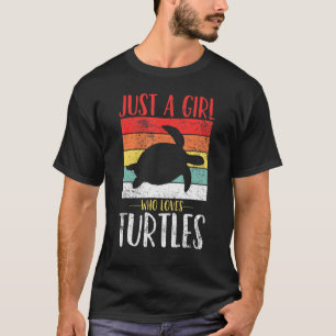 Sea Turtle Just a Girl Liebe Schildkröten Retro Vi T-Shirt