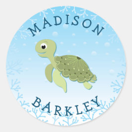 Sea Turtle Kid Niedlich Ocean Umschlag Aufkleber S