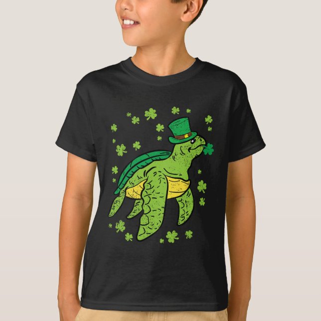 Sea Turtle Kleeblatt St Patricks Day Leprechaun Ha T-Shirt (Vorderseite)