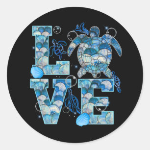 Sea Turtle Liebe Shirt Ocean Beach Tierfreunde Runder Aufkleber
