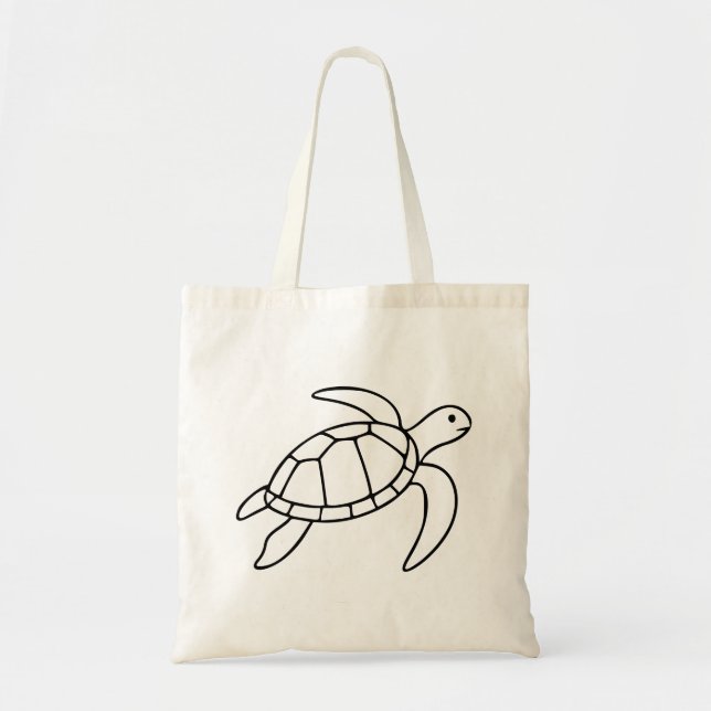 Sea Turtle Line Art – Minimalist Marine Animal Tragetasche (Vorne)