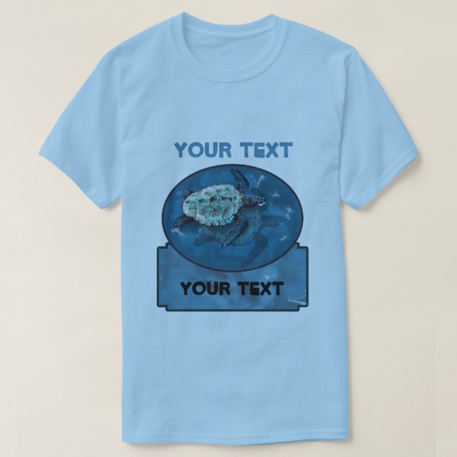 Sea Turtle Loggerhead Blauer T - Shirt (Design vorne)