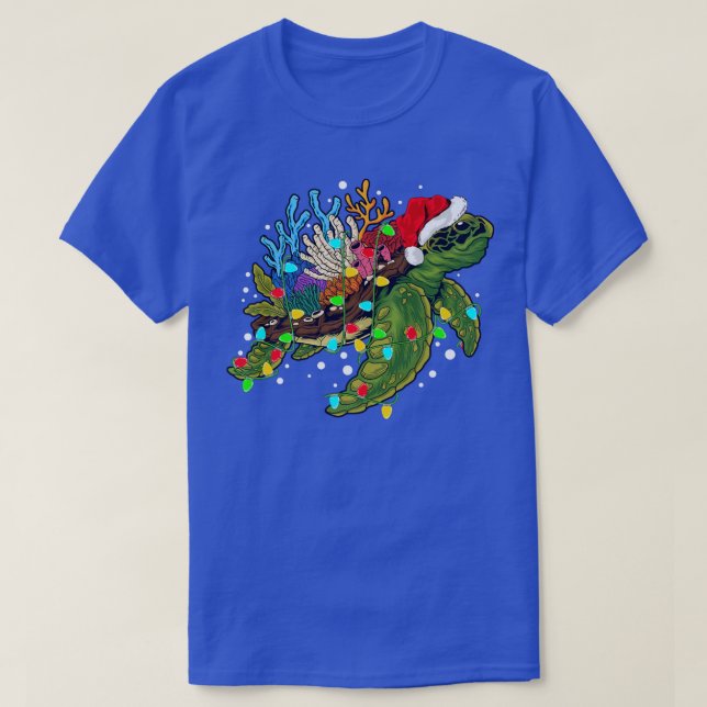 Sea Turtle Lover Xmas Lights Santa Sea Turtle Chri T-Shirt (Design vorne)