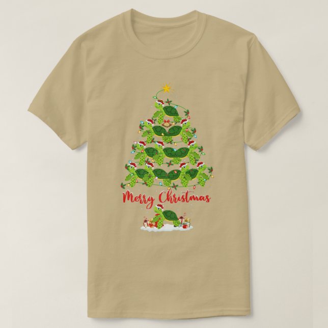 Sea Turtle Lover Xmas Tree Santa Sea Turtle Christ T-Shirt (Design vorne)