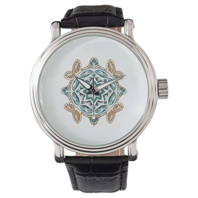 Sea Turtle Mandala Art Armbanduhr (Vorderseite)
