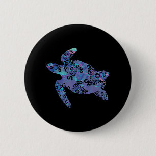 Sea Turtle Mandala Magische Farbe Licht Kunst Button