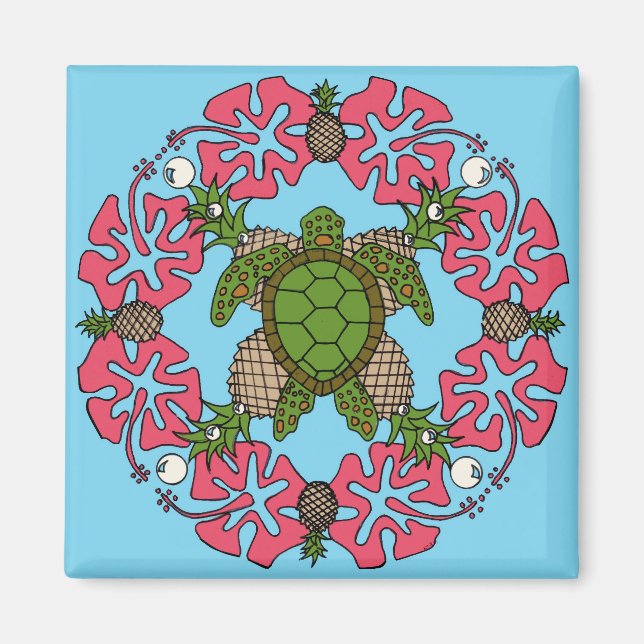 Sea Turtle Mandala-Magnet Magnet (Vorne)