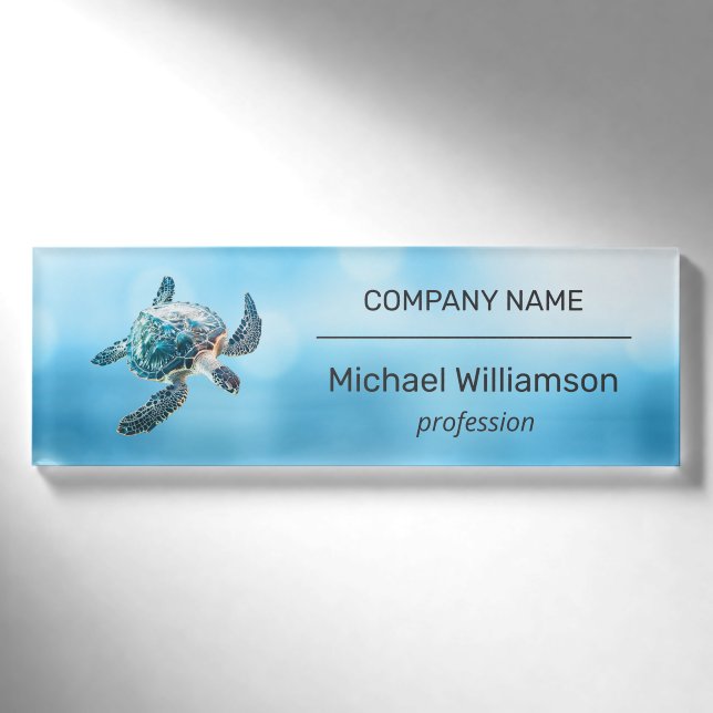  Sea Turtle Modern Beach Realtor Namenschild (Vorderseite)