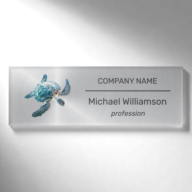 Sea Turtle Modern Beach Realtor Namenschild (Vorderseite)