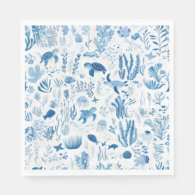 Sea Turtle Ocean Adventure Paper Neapel Serviette (Vorderseite)
