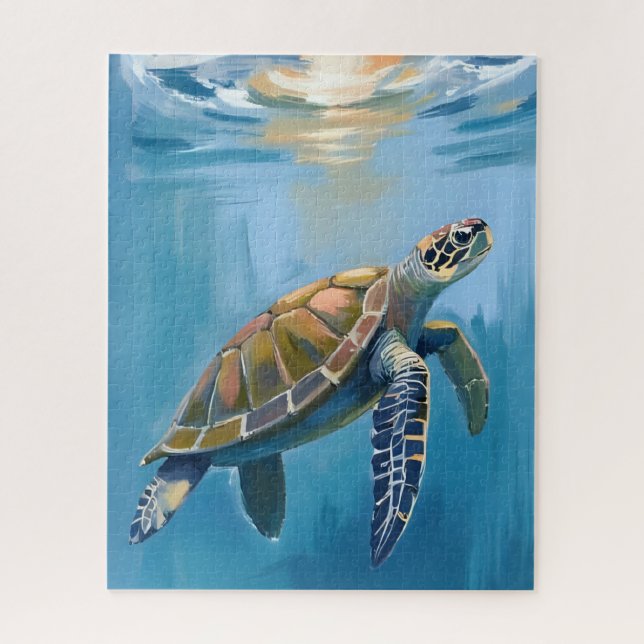 Sea Turtle Ocean Animal Watercolor (Vertikal)