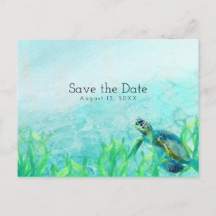 Sea Turtle Ocean Beach Art Hochzeit retten Datum Ankündigungspostkarte
