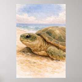 Sea Turtle Ocean Beach Poster