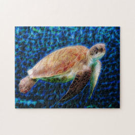 Sea Turtle on Blue Background Honu