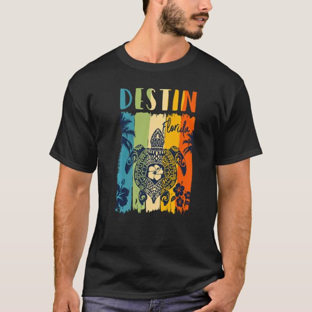 Sea Turtle Retro Destin Florida Theme Family Vacat T-Shirt (Vorderseite)