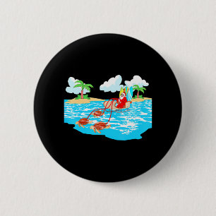Sea Turtle Sleigh Santa Beach Surfboard Weihnachte Button