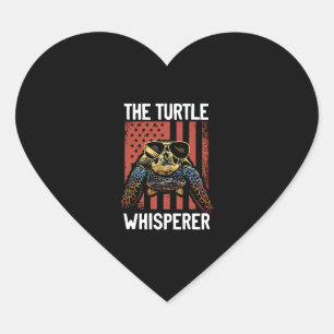 Sea Turtle Tortoise American Flag Herz-Aufkleber