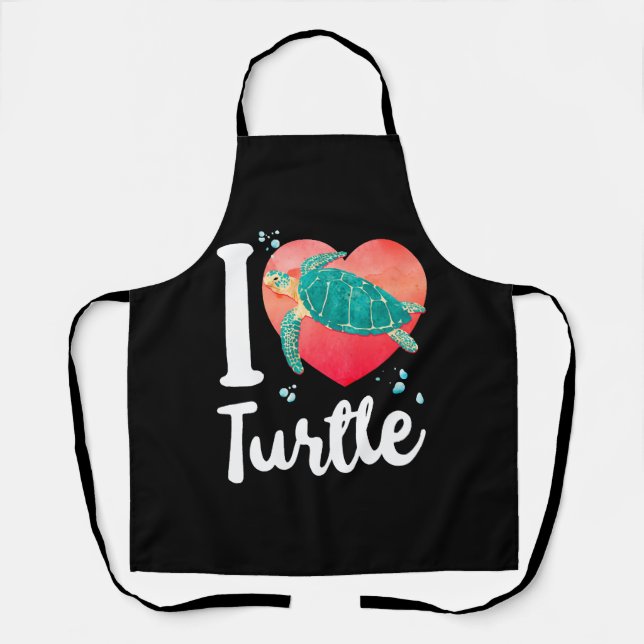 Sea Turtle Tortoise Herz I Liebe Schürze (Vorderseite)