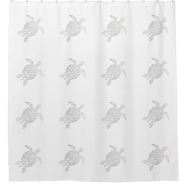 Sea Turtle Tribal Muster Beige Weiß Duschvorhang (Vorderseite)