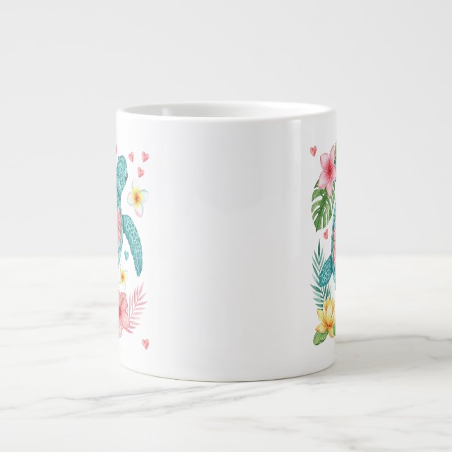 Sea Turtle Tropical Blume Summer Jumbo-Tasse (Vorderseite)