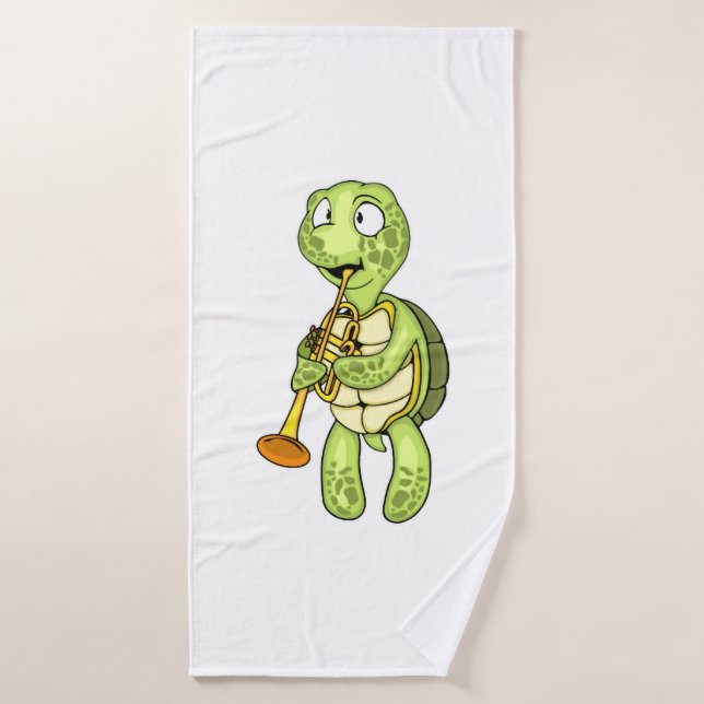 Sea Turtle Trumpet Player Kids Music Orchestra Badehandtuch (Badehandtuch)