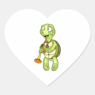 Sea Turtle Trumpet Player Kids Music Orchestra Herz-Aufkleber