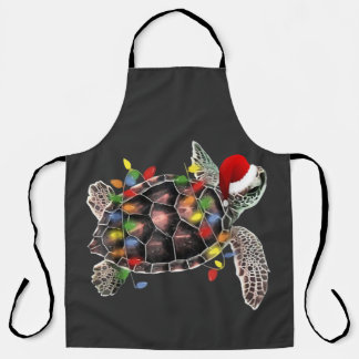 Sea Turtle Wearing Weihnachtsmannmütze Frohe Weihn Schürze