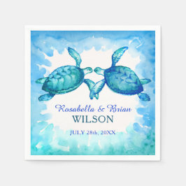 Sea Turtle Wedding Napkins | Blaugrüne Farbe Serviette
