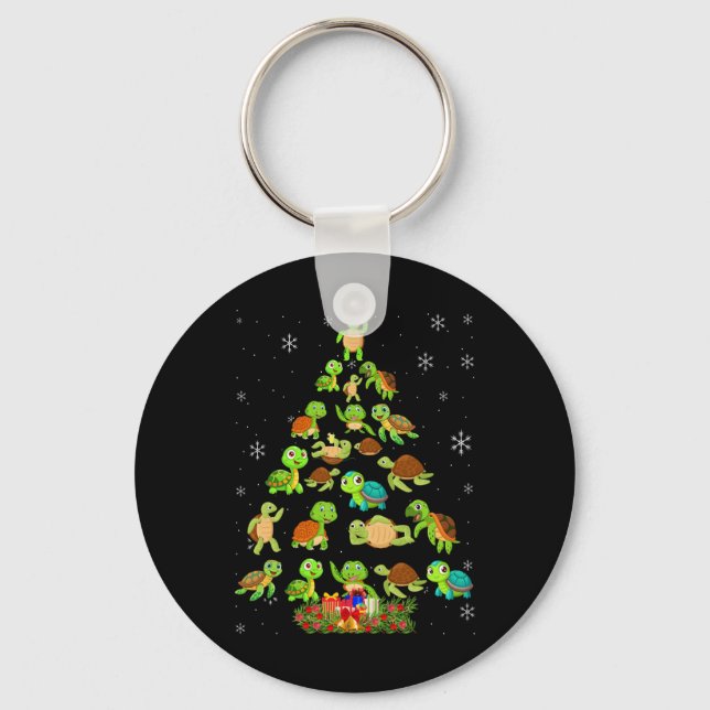 Sea Turtle Weihnachtsbaum Matching Familie Xmas Tr Schlüsselanhänger (Vorderseite)