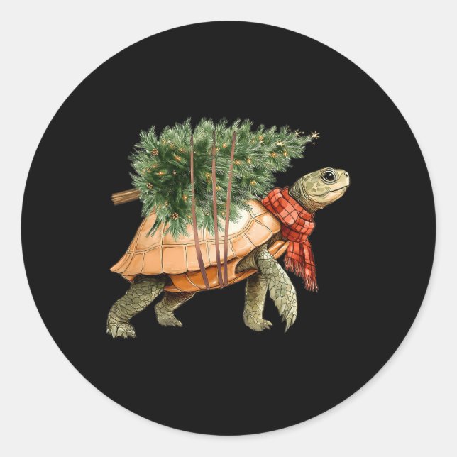Sea Turtle Weihnachtsbaum Schildkröten Strand Love Runder Aufkleber (Vorderseite)