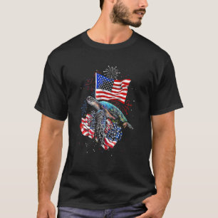 Sea Turtles 4. Juli American USA Flag Patrioti T-Shirt