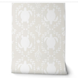 Sea Turtles and Starfish Coastal in Light Beige Tapete